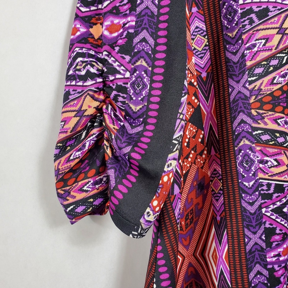 NY Collection Women Geo Print‎ Tunic Top Blouse Shirt Long Sleeve Size L - Picture 6 of 10